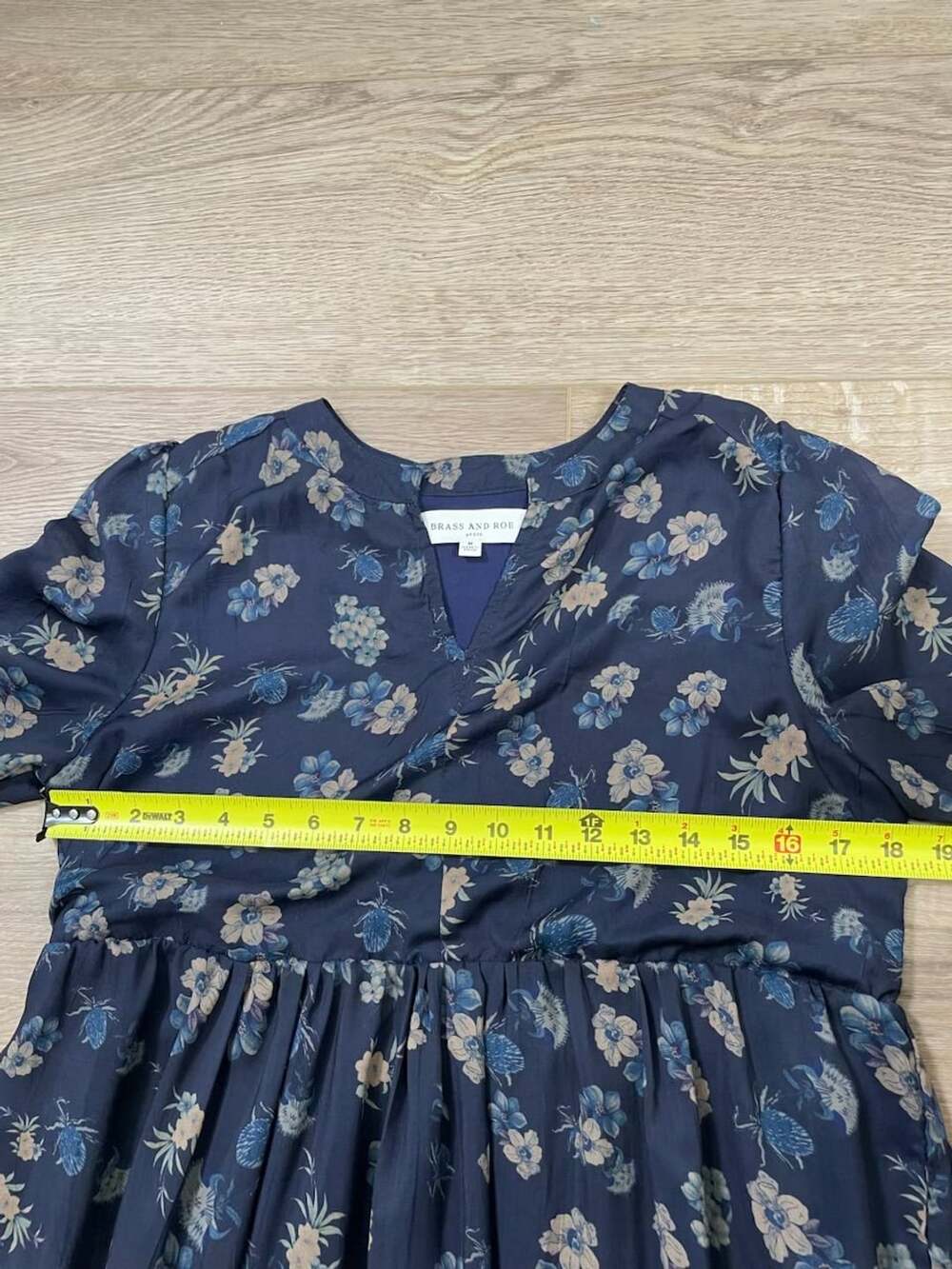 Brass & Roe Roxi Blue Floral Tiered Midi Dress Long Sleeve Size M - Picture 8 of 10